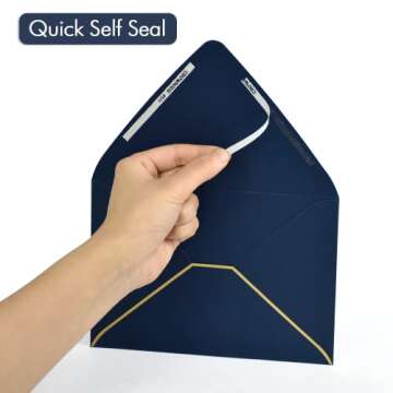 50 Pack, Size A7, Thick Luxury Invitation 5 x 7 Envelopes - For 5x7 Cards| Self Seal| Perfect for Weddings, Invitations, Photos, Graduation, Baby Shower| 5.25 x 7.25 Inches (Noble blue)