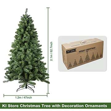 KI Store 7ft Christmas Tree with Decorations and Lights Remote and Timer Champagne Christmas Tree Decorations Including 7 Feet Full Tree, Ornaments, USB LED String Lights