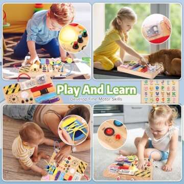 Sumsoltic Toddler Busy Board Montessori Toy for Ages 1-3