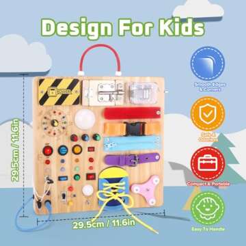 Sumsoltic Toddler Busy Board Montessori Toy for Ages 1-3