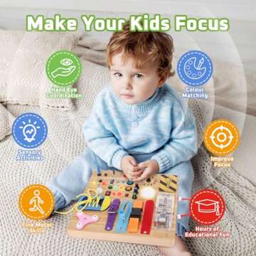 Sumsoltic Toddler Busy Board Montessori Toy for Ages 1-3