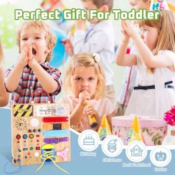 Sumsoltic Toddler Busy Board Montessori Toy for Ages 1-3