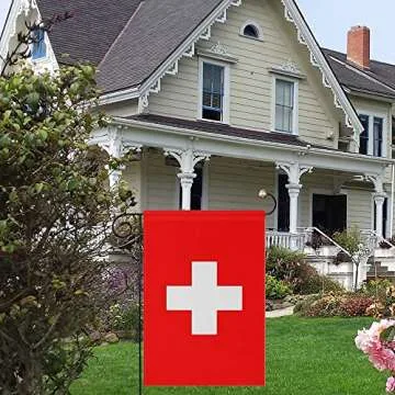 Mflagperft Switzerland Garden Flags 12 x 18 Inches Double Sided Vivid Color and Fade Proof Small Swiss Yard Flags for Indoor and Outdoor Decorations (Switzerland)