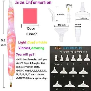 Handmade Resin Diamond Painting Pen Tools, 15Diamond Art Pen Placers and 5Clays, Diamond Painting Drill Pen Stylus, Gem Rhinestone Picker Tool, Nail Art Embroidery Decoration, Mosaic Making Candy Pink