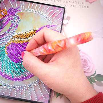 Handmade Resin Diamond Painting Pen Tools, 15Diamond Art Pen Placers and 5Clays, Diamond Painting Drill Pen Stylus, Gem Rhinestone Picker Tool, Nail Art Embroidery Decoration, Mosaic Making Candy Pink