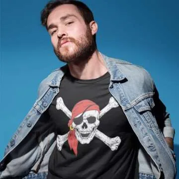 Shop4Ever Pirate Skull Crossbones T-Shirt for All Ages