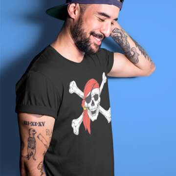 Shop4Ever Pirate Skull Crossbones T-Shirt for All Ages