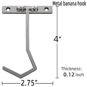 DIKALU Metal Banana Hanger - Under Cabinet Hook for Bananas or Other Kitchen Items. Keep Banana Fresh (Gun Color X 1pc)