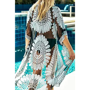 CUPSHE Black Sunflower Crochet Cover Up Stylish Beachwear