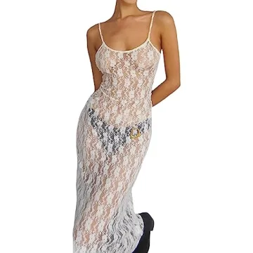 Lace Maxi Dress | See Through Sheer Beach Coverup for Summer Evenings