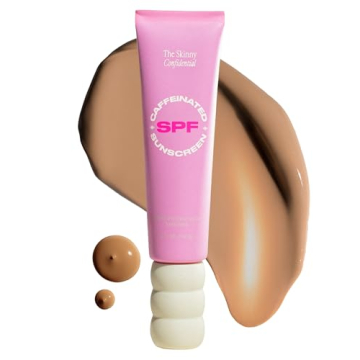 The Skinny Confidential Caffeinated Mineral Sunscreen, SPF 40 - Fragrance-Free Face Sunscreen with No White Cast - Non-Greasy & Lightweight Sun Screen Lotion Reduce Wrinkles, Redness & Puffiness
