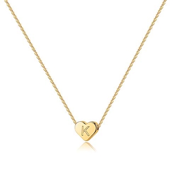 14K Gold Heart Initial Necklace Valentine Gift for Teens