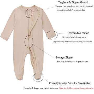 Aablexema Baby Footie Pajamas Zippered for Comfort