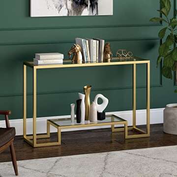 Henn&Hart 47.75" Wide Rectangular Console Table in Brass, Entryway Table, Accent Table for Living Ro...