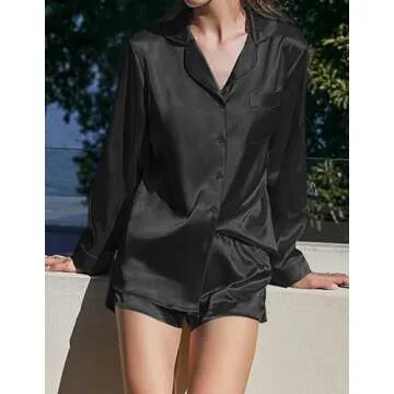 Ekouaer Women's Bridal Feather Trim Pajama Set