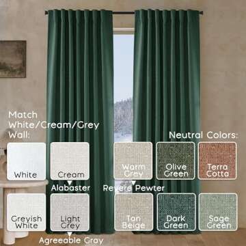 PANELSBURG Green Winter Insulating Drapes for Living Room Bedroom Christmas Farmhouse Blackout Curtains 96 Inches Long Moody Curtains Noise Reducing Curtains 96 Inch