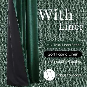 PANELSBURG Green Winter Insulating Drapes for Living Room Bedroom Christmas Farmhouse Blackout Curtains 96 Inches Long Moody Curtains Noise Reducing Curtains 96 Inch