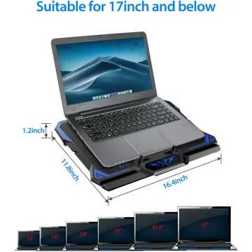 Portable Laptop Cooler with 6 Quiet Fans for Gaming