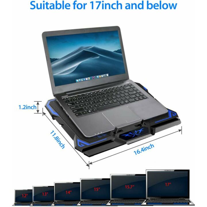 Portable Laptop Cooler with 6 Quiet Fans for Gaming