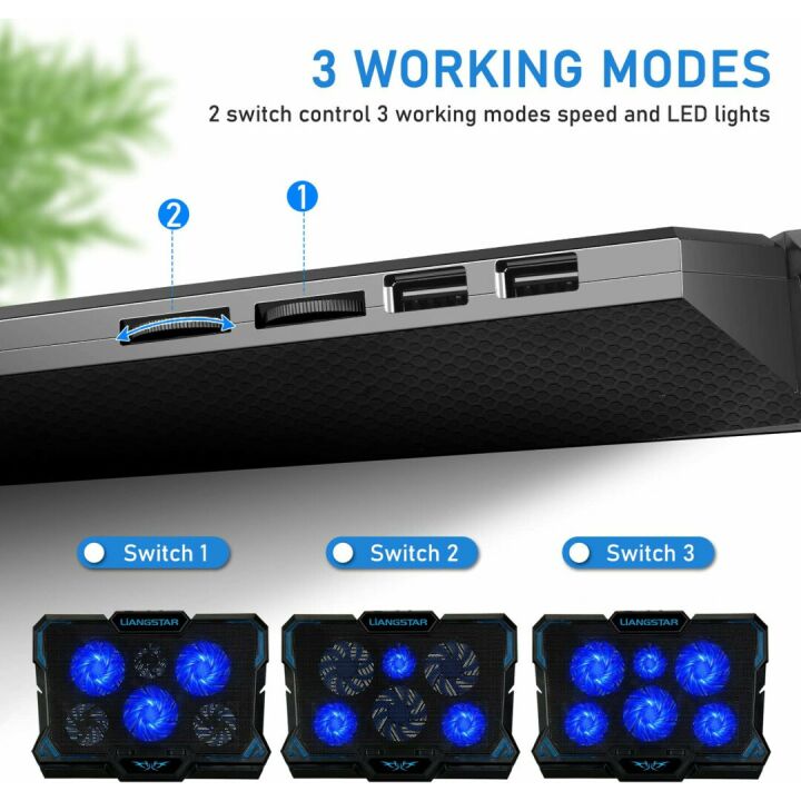Portable Laptop Cooler with 6 Quiet Fans for Gaming