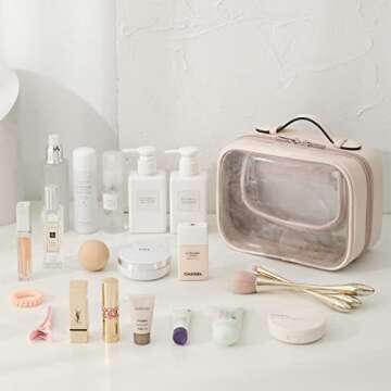 Lychii TSA Approved Toiletry Bag, Clear Travel Bag for Liquids Toiletries, Makeup Cosmetic Bag Organizer, Carry on Travel Accessories Essentials, Pink