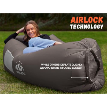 WEKAPO Inflatable Couch Air Lounger Chair - Camping & Beach Accessories, Portable Blow up Sofa for Hiking, Lawn, Indoor/Outdoor Movies & Music Festivals. Lightweight and Easy to Set Up Air Hammock