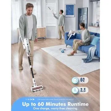 MIUZZY Cordless Vacuum with 140AW Suction Power