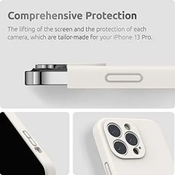 SURPHY Compatible with iPhone 13 Pro Case with Screen Protector, (Camera Protection & Soft Microfiber Lining) Liquid Silicone Phone Case 6.1 inch 2021, White