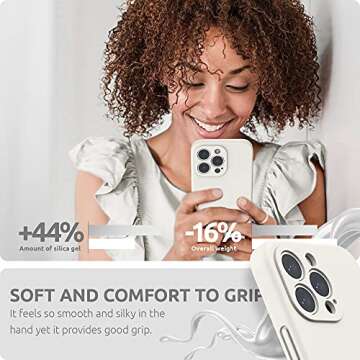 SURPHY Compatible with iPhone 13 Pro Case with Screen Protector, (Camera Protection & Soft Microfiber Lining) Liquid Silicone Phone Case 6.1 inch 2021, White