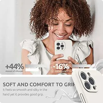 SURPHY Compatible with iPhone 13 Pro Case with Screen Protector, (Camera Protection & Soft Microfiber Lining) Liquid Silicone Phone Case 6.1 inch 2021, White