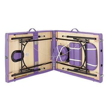 Saloniture Professional Portable Lightweight Tri-Fold Massage Table with Aluminum Legs - Includes Headrest, Face Cradle, Armrests and Carrying Case, Lavender