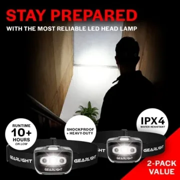 GearLight 2Pack LED Headlamps - Adjustable Bright Flashlight