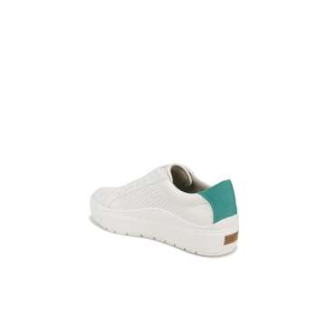 Dr. Scholl's Shoes Womens Time Off Platform Slip On Fashion Sneaker White/Green Perf 10 M