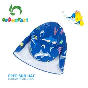 upandfast Baby Toddler Swimsuit with Sun Hat UPF 50+