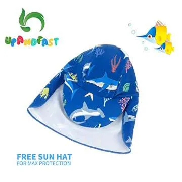 upandfast Baby Toddler Swimsuit with Sun Hat UPF 50+