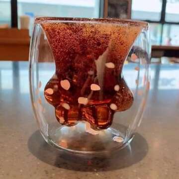 Double Wall Cat Claw Glass Coffee Mug | Handmade