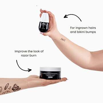 Bushbalm Ingrown Hair and Razor Bumps 2-Step Routine - Moisturize and Calm - Ingrown Hair Oil (30 ml) and Exfoliating Scrub (236 ml) - Sweet Escape