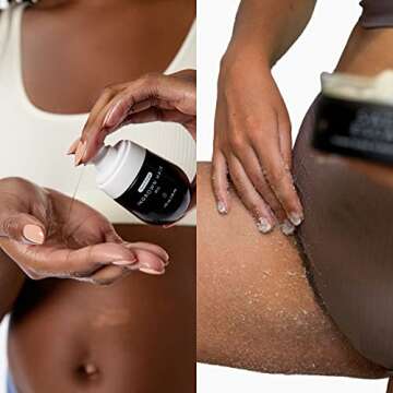 Bushbalm Ingrown Hair and Razor Bumps 2-Step Routine - Moisturize and Calm - Ingrown Hair Oil (30 ml) and Exfoliating Scrub (236 ml) - Sweet Escape