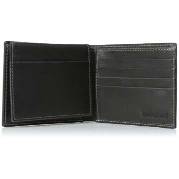 Timberland Men's Leather Wallet with Flip Pocket - Black