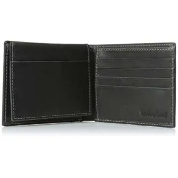 Timberland Men's Leather Wallet with Flip Pocket - Black