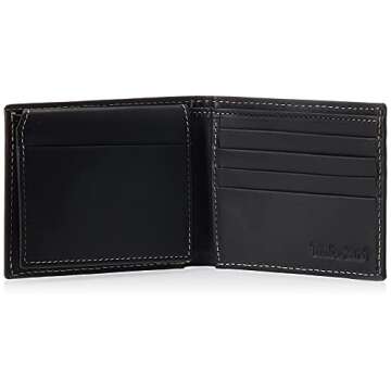 Timberland Men's Leather Wallet with Flip Pocket - Black