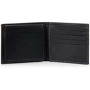 Timberland Men's Leather Wallet with Flip Pocket - Black