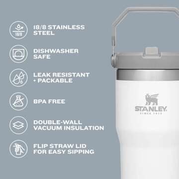 Stanley IceFlow Stainless Steel Tumbler - Vacuum Insulated Water Bottle for Home, Office or Car Reusable Cup with Straw Leak Resistant Flip Cold for 12 Hours or Iced for 2 Days, Tigerlily, 20OZ