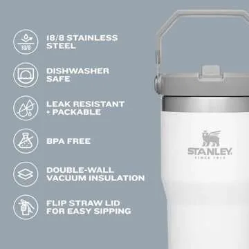 Stanley IceFlow Stainless Steel Tumbler - Vacuum Insulated Water Bottle for Home, Office or Car Reusable Cup with Straw Leak Resistant Flip Cold for 12 Hours or Iced for 2 Days, Tigerlily, 20OZ