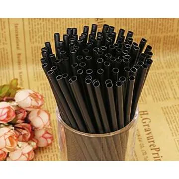 Tupalizy 100PCS Black Plastic Straws for Drinks