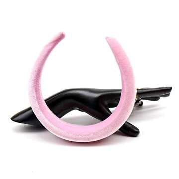 OAOLEER Padded Headbands Fashion Women Thick Velvet 90s Hair Accessories Head Band Fashion Headwear Wide Plastic Hairbands For Woman (912-Pink)