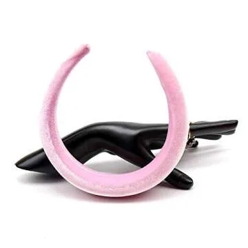 OAOLEER Padded Headbands Fashion Women Thick Velvet 90s Hair Accessories Head Band Fashion Headwear Wide Plastic Hairbands For Woman (912-Pink)