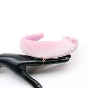 OAOLEER Padded Headbands Fashion Women Thick Velvet 90s Hair Accessories Head Band Fashion Headwear Wide Plastic Hairbands For Woman (912-Pink)