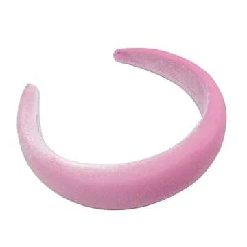 OAOLEER Padded Headbands Fashion Women Thick Velvet 90s Hair Accessories Head Band Fashion Headwear Wide Plastic Hairbands For Woman (912-Pink)