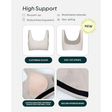 PAVOI ACTIVE Yoga Sports Bras for Women | High Support Low Scoop Neck Low Impact Gym Bra with Remova...
